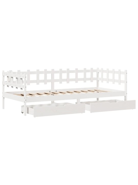 Válenda se zásuvkami bílá 90 x 200 cm masivní borovice