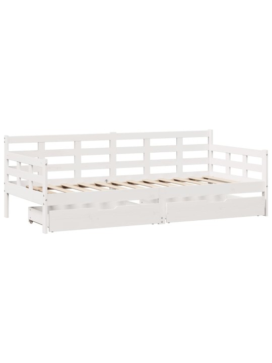 Válenda se zásuvkami bílá 90 x 200 cm masivní borovice