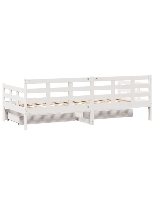 Válenda se zásuvkami bílá 90 x 200 cm masivní borovice