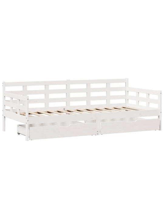 Válenda se zásuvkami bílá 80 x 200 cm masivní borovice