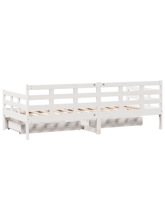 Válenda se zásuvkami bílá 80 x 200 cm masivní borovice