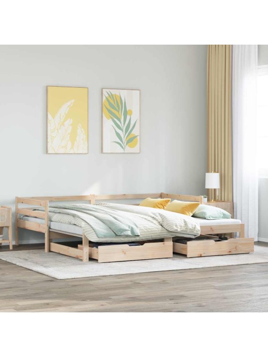 Válenda se zásuvkami 90 x 200 cm masivní borovice