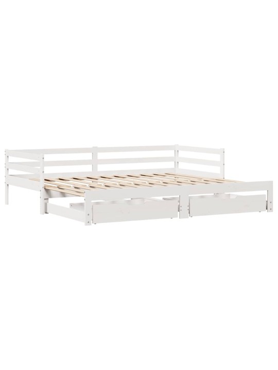 Válenda se zásuvkami bílá 90 x 200 cm masivní borovice