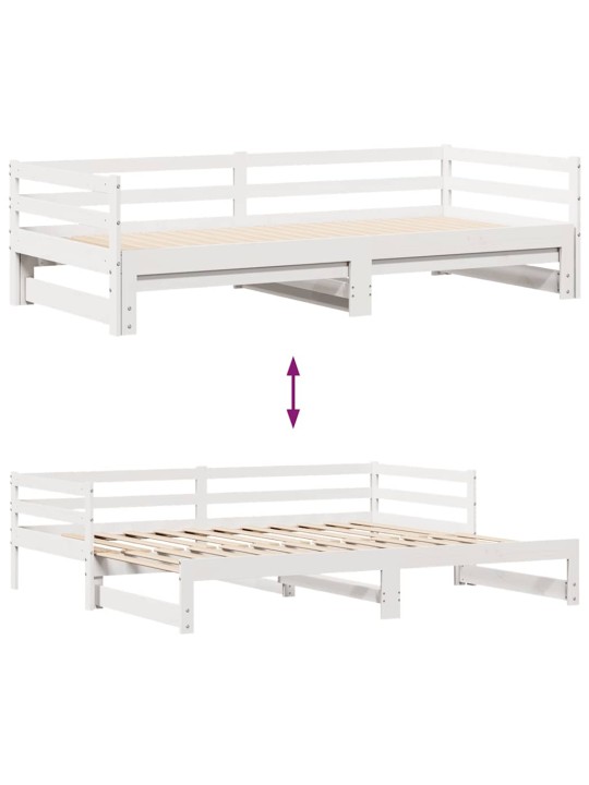 Válenda se zásuvkami bílá 90 x 200 cm masivní borovice