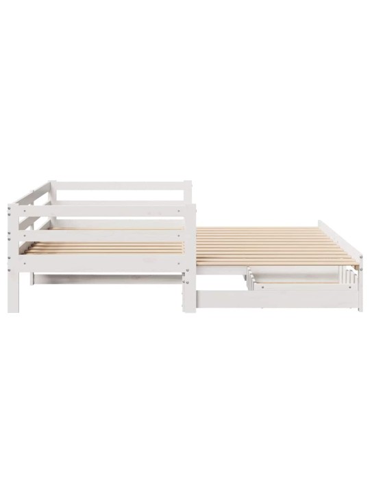 Válenda se zásuvkami bílá 90 x 200 cm masivní borovice