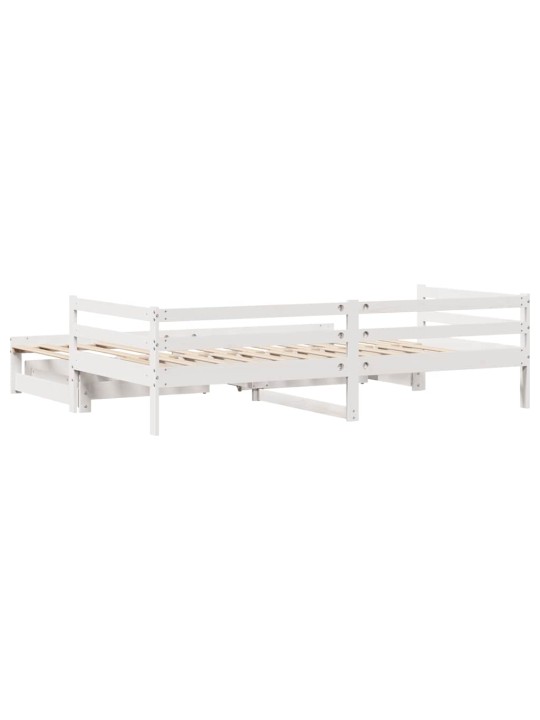 Válenda se zásuvkami bílá 90 x 200 cm masivní borovice
