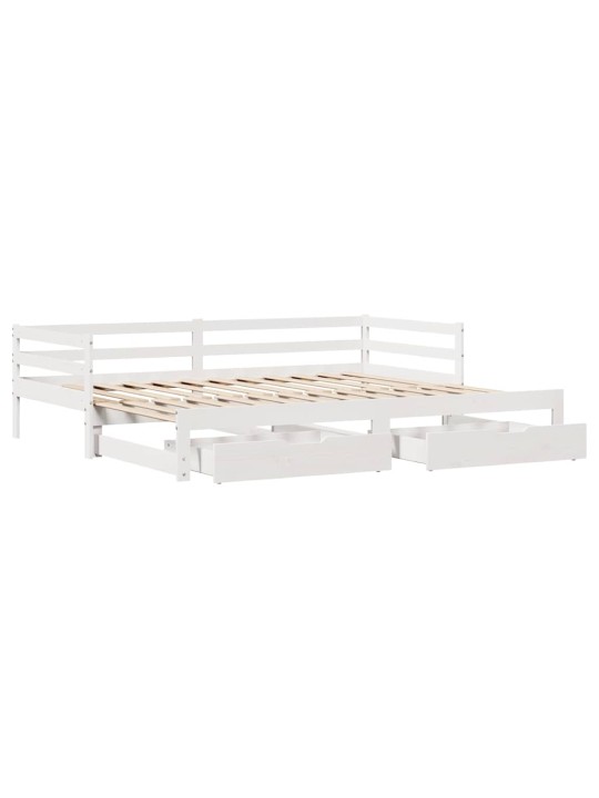 Válenda se zásuvkami bílá 90 x 200 cm masivní borovice