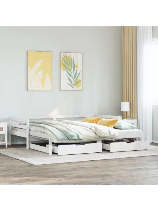 Válenda s přistýlkou a zásuvkami bez matrace bílá 80x200 cm