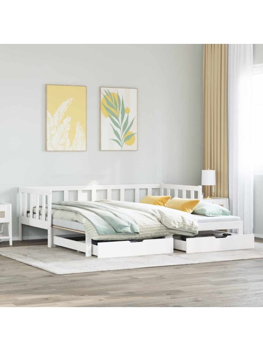 Válenda s přistýlkou a zásuvkami bez matrace bílá 90x200 cm