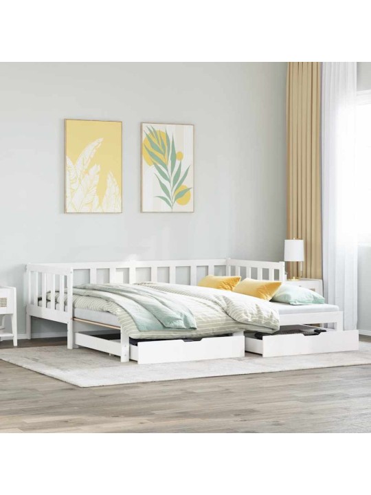 Válenda s přistýlkou a zásuvkami bez matrace bílá 80x200 cm