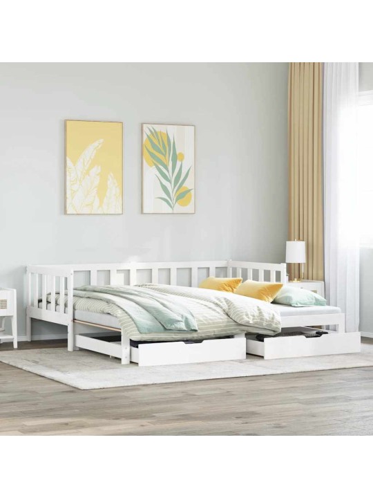Válenda s přistýlkou a zásuvkami bez matrace bílá 90x190 cm