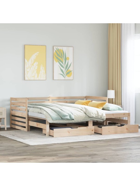 Válenda se zásuvkami 90 x 200 cm masivní borovice