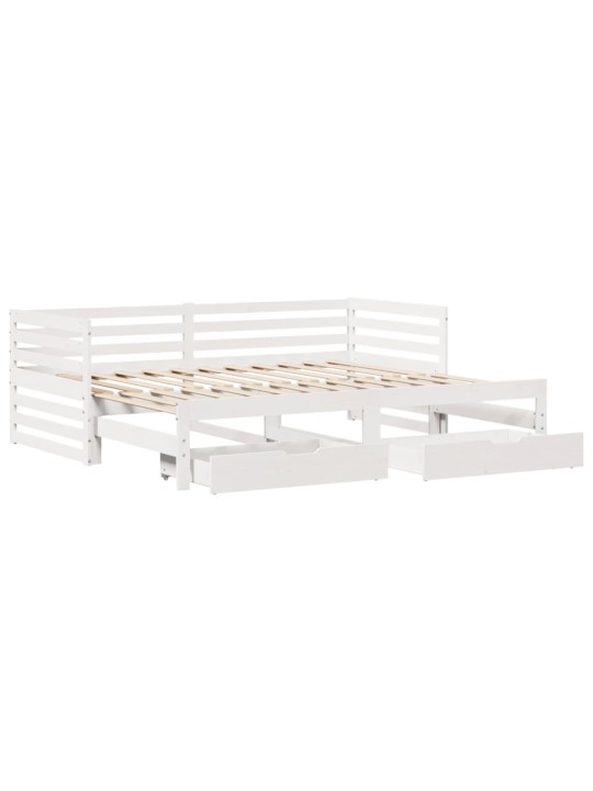 Válenda se zásuvkami bílá 90 x 200 cm masivní borovice