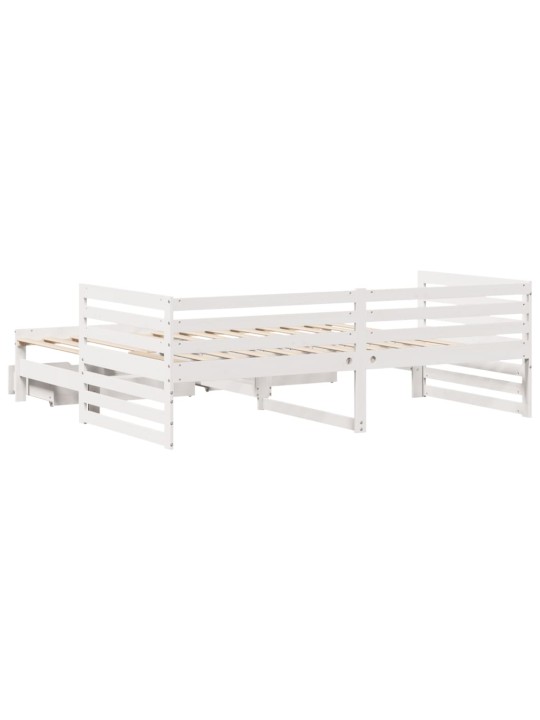 Válenda se zásuvkami bílá 90 x 200 cm masivní borovice