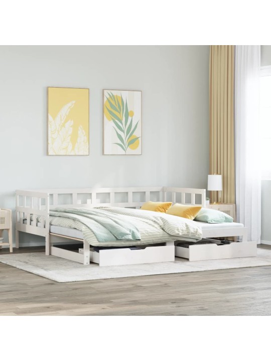 Válenda s přistýlkou a zásuvkami bez matrace bílá 80x200 cm