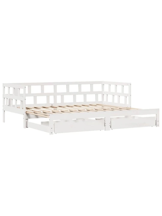 Válenda s přistýlkou a zásuvkami bez matrace bílá 90x190 cm