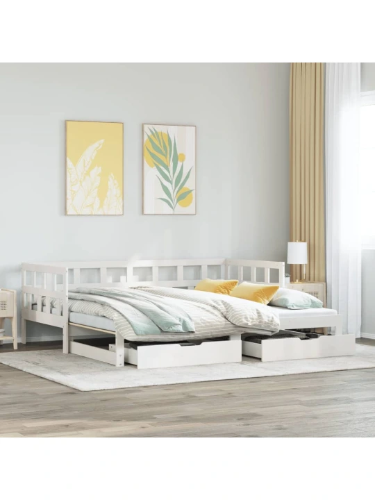 Válenda s přistýlkou a zásuvkami bez matrace bílá 90x190 cm