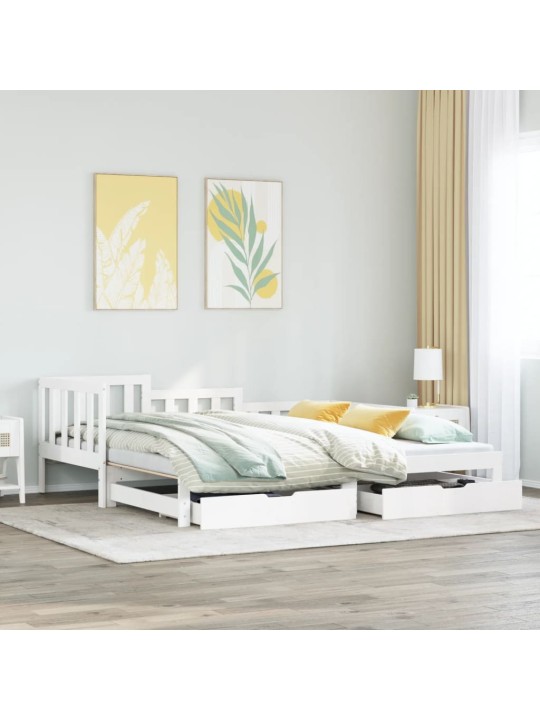 Válenda s přistýlkou a zásuvkami bez matrace bílá 90x200 cm