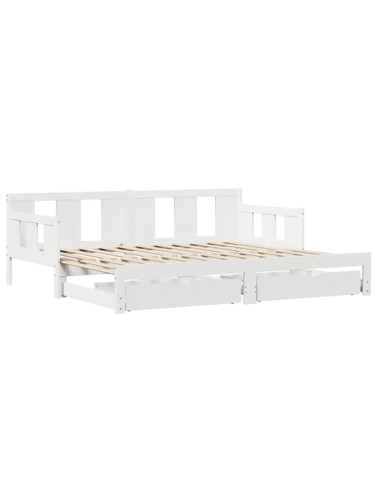 Válenda s přistýlkou a zásuvkami bez matrace bílá 90x200 cm