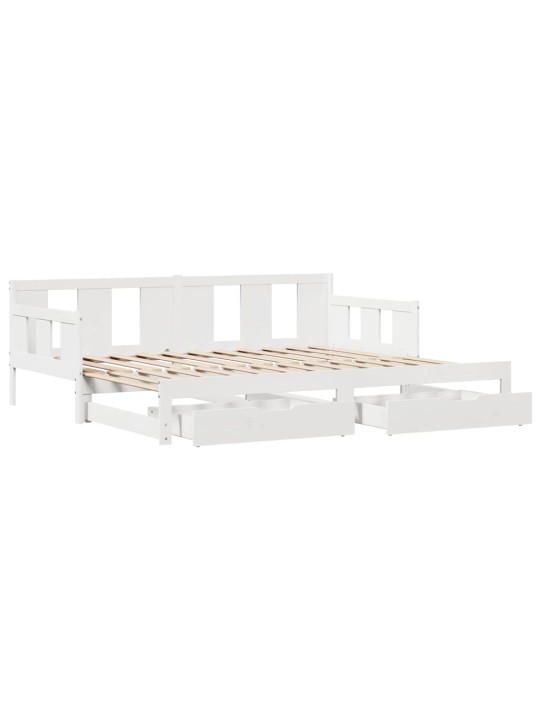 Válenda s přistýlkou a zásuvkami bez matrace bílá 90x200 cm