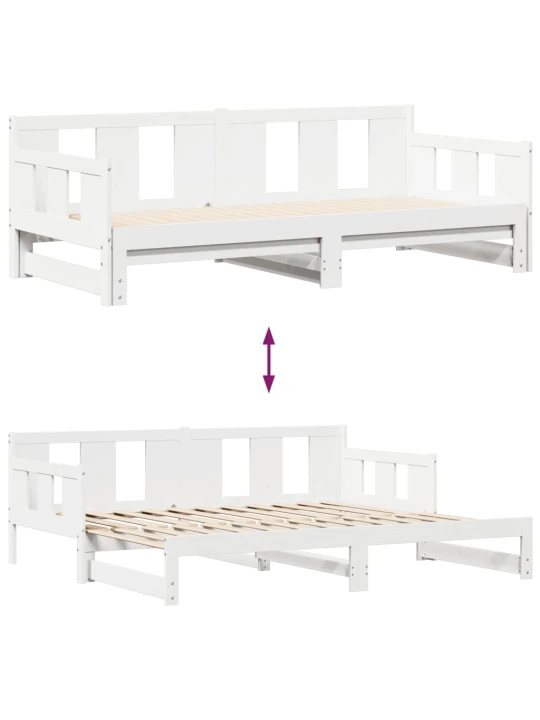 Válenda s přistýlkou a zásuvkami bez matrace bílá 90x200 cm