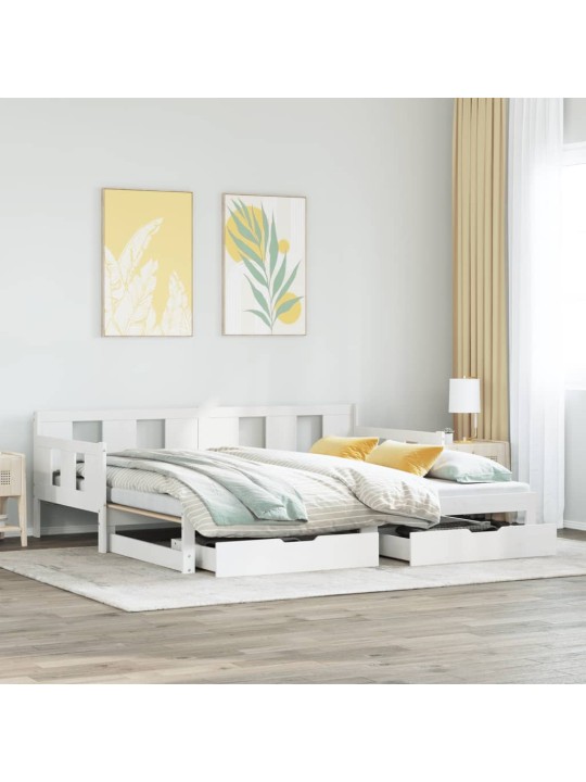 Válenda s přistýlkou a zásuvkami bez matrace bílá 90x200 cm