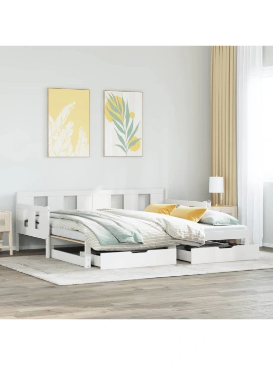 Válenda s přistýlkou a zásuvkami bez matrace bílá 90x200 cm