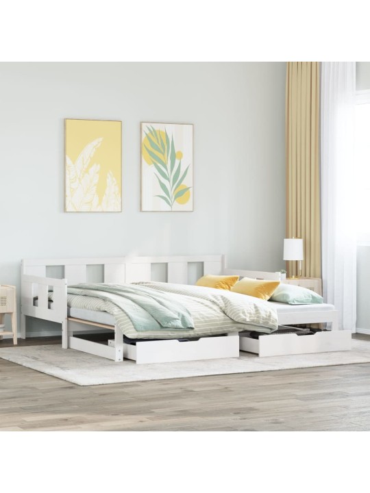 Válenda s přistýlkou a zásuvkami bez matrace bílá 90x190 cm