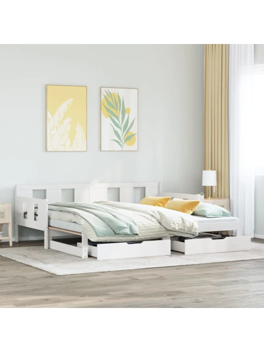 Válenda s přistýlkou a zásuvkami bez matrace bílá 90x190 cm