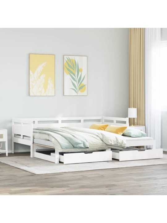 Válenda s přistýlkou a zásuvkami bez matrace bílá 90x200 cm