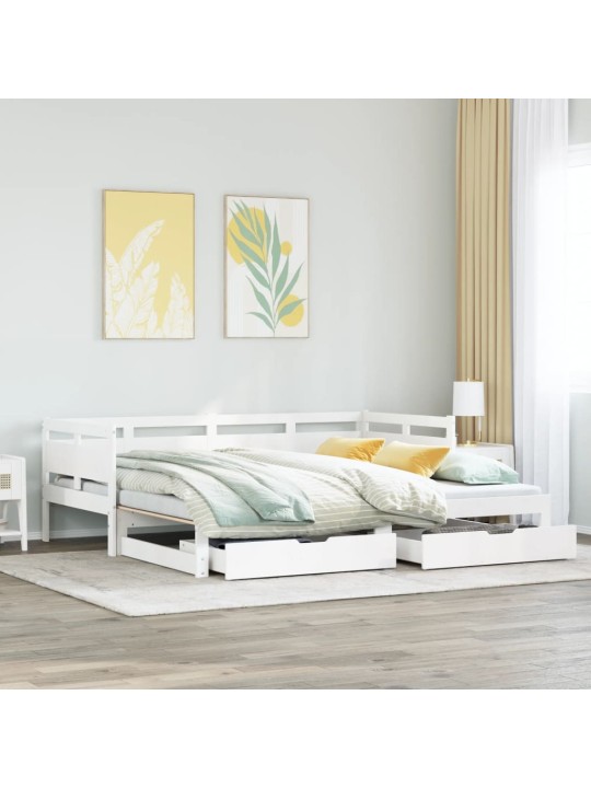 Válenda s přistýlkou a zásuvkami bez matrace bílá 90x190 cm