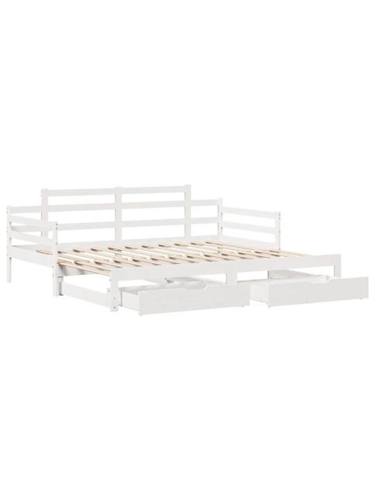 Válenda s přistýlkou a zásuvkami bez matrace bílá 90x200 cm