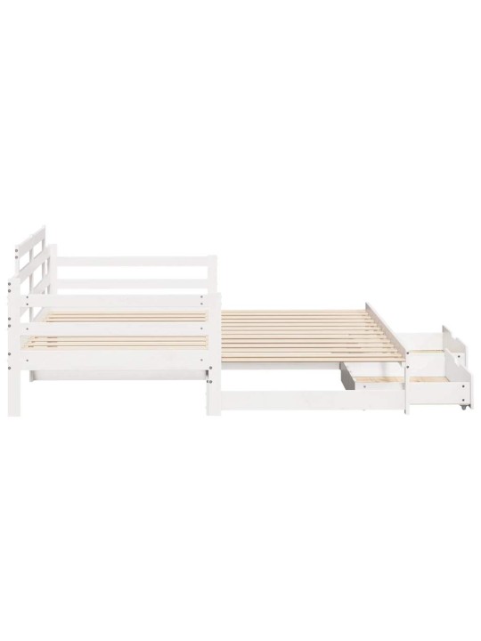 Válenda s přistýlkou a zásuvkami bez matrace bílá 90x200 cm