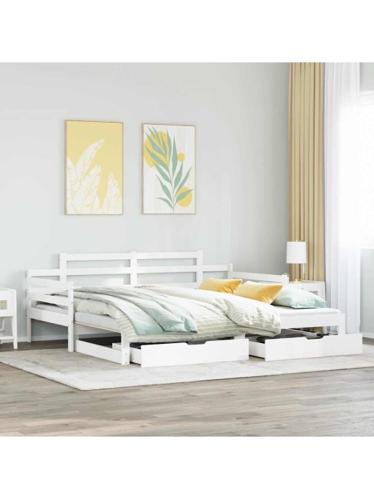 Válenda s přistýlkou a zásuvkami bez matrace bílá 90x200 cm