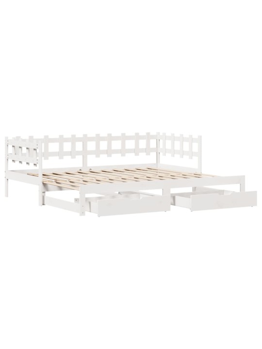 Válenda s přistýlkou a zásuvkami bez matrace bílá 90x200 cm