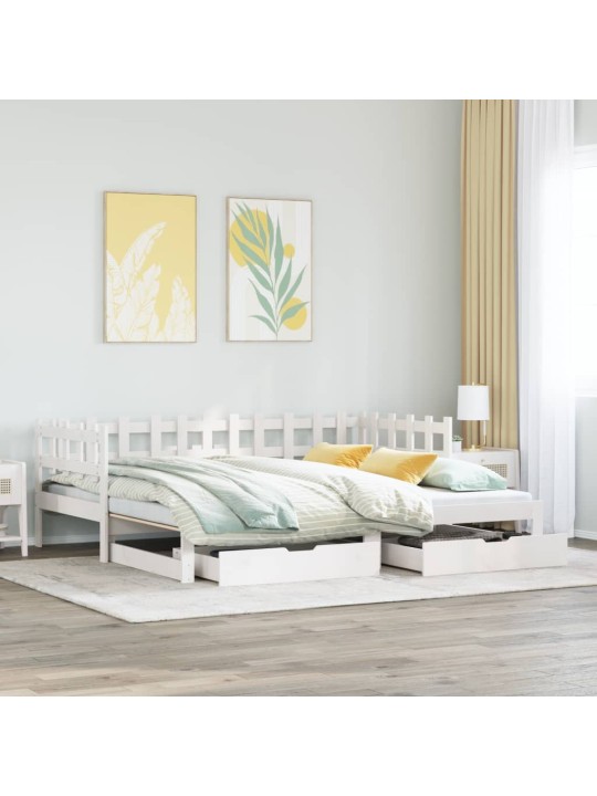 Válenda s přistýlkou a zásuvkami bez matrace bílá 90x200 cm