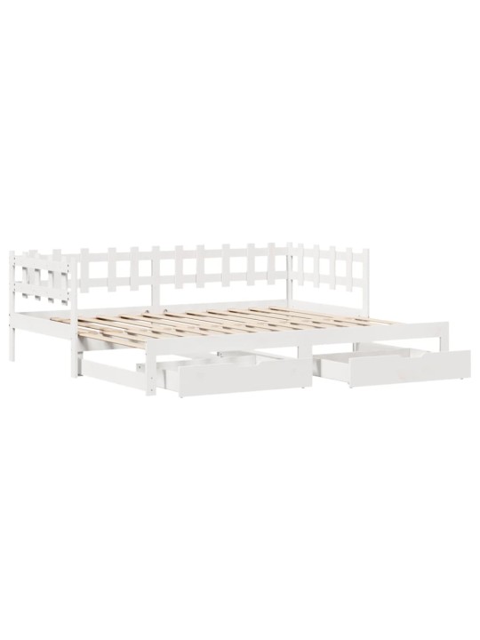 Válenda s přistýlkou a zásuvkami bez matrace bílá 90x190 cm