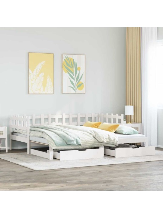 Válenda s přistýlkou a zásuvkami bez matrace bílá 90x190 cm