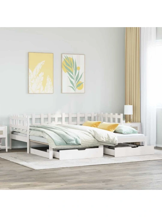 Válenda s přistýlkou a zásuvkami bez matrace bílá 90x190 cm