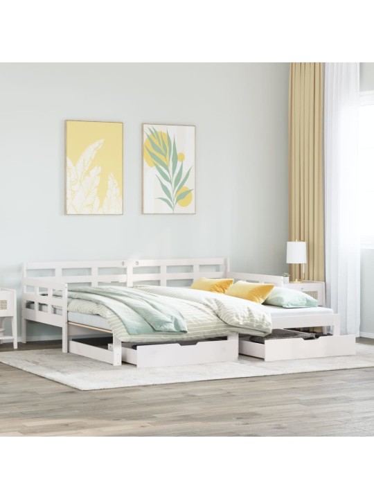Válenda s přistýlkou a zásuvkami bez matrace bílá 90x200 cm