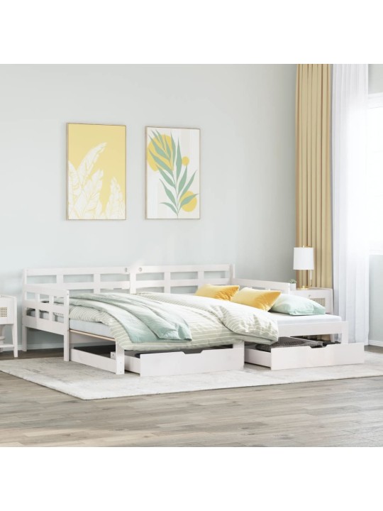 Válenda s přistýlkou a zásuvkami bez matrace bílá 80x200 cm
