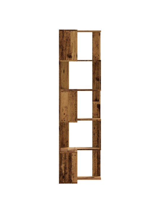 Rohová 5patrová knihovna old wood 50x50x179 cm kompozitní dřevo