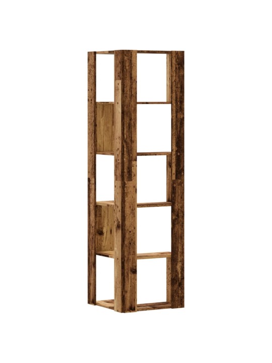 Rohová 5patrová knihovna old wood 50x50x179 cm kompozitní dřevo