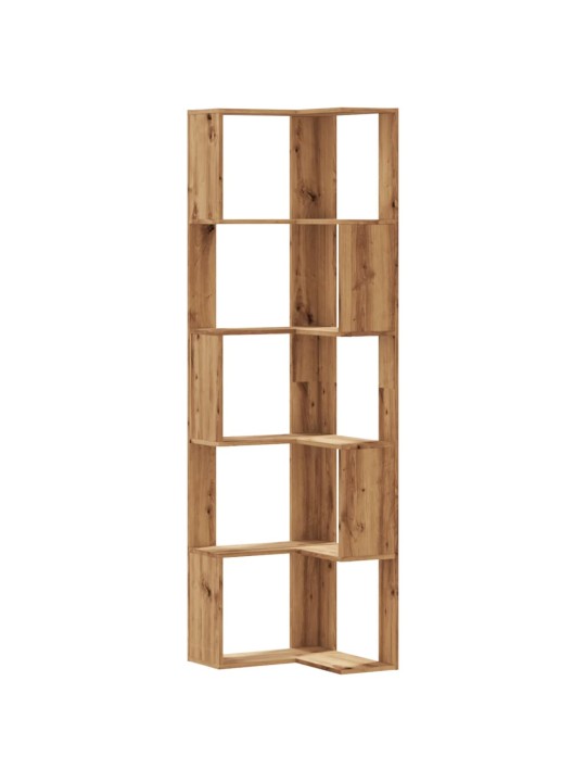 Rohová 5patrová knihovna dub artisan 50 x 50 x 179 cm kompozit