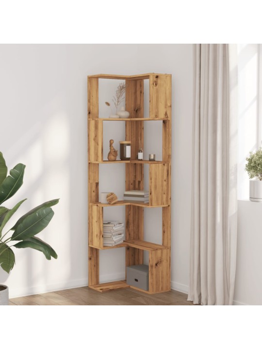 Rohová 5patrová knihovna dub artisan 50 x 50 x 179 cm kompozit