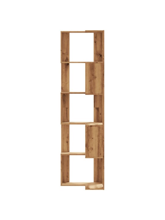 Rohová 5patrová knihovna dub artisan 50 x 50 x 179 cm kompozit