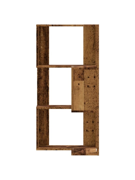 Rohová 3patrová knihovna old wood 50x50x102 cm kompozitní dřevo