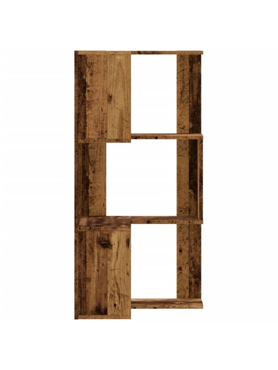 Rohová 3patrová knihovna old wood 50x50x102 cm kompozitní dřevo