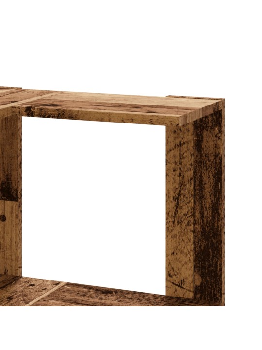 Rohová 3patrová knihovna old wood 50x50x102 cm kompozitní dřevo
