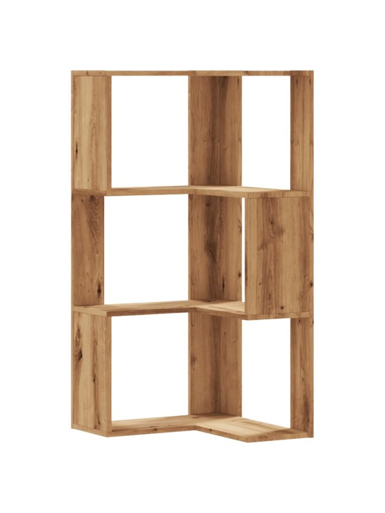 Rohová 3patrová knihovna dub artisan 50 x 50 x 102 cm kompozit